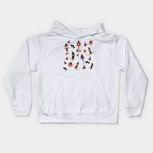 Cute Witch Pattern - Orange Kids Hoodie